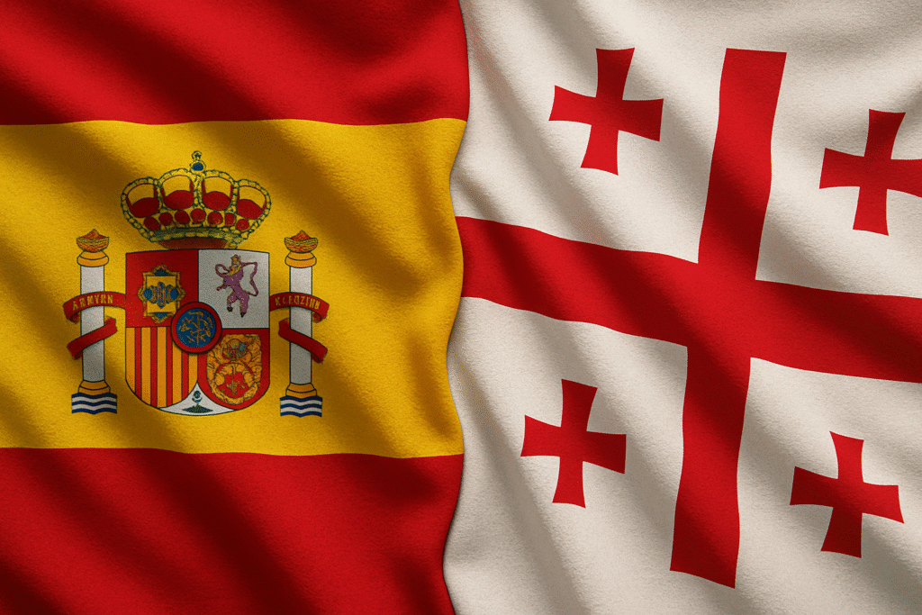 Spanish and Georgian flag together
