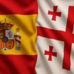 Spanish and Georgian flag together