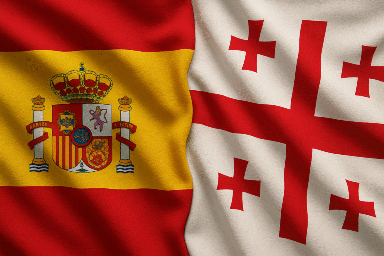 Spanish and Georgian flag together